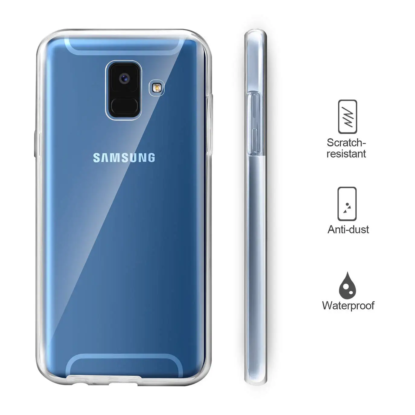 360 градусов чехол для samsung Galaxy A10 A30 A40 A50 A40S M10 M30 S10 lite j4 j6 A6 плюс A7 мягкий прозрачный ТПУ чехол для всего тела