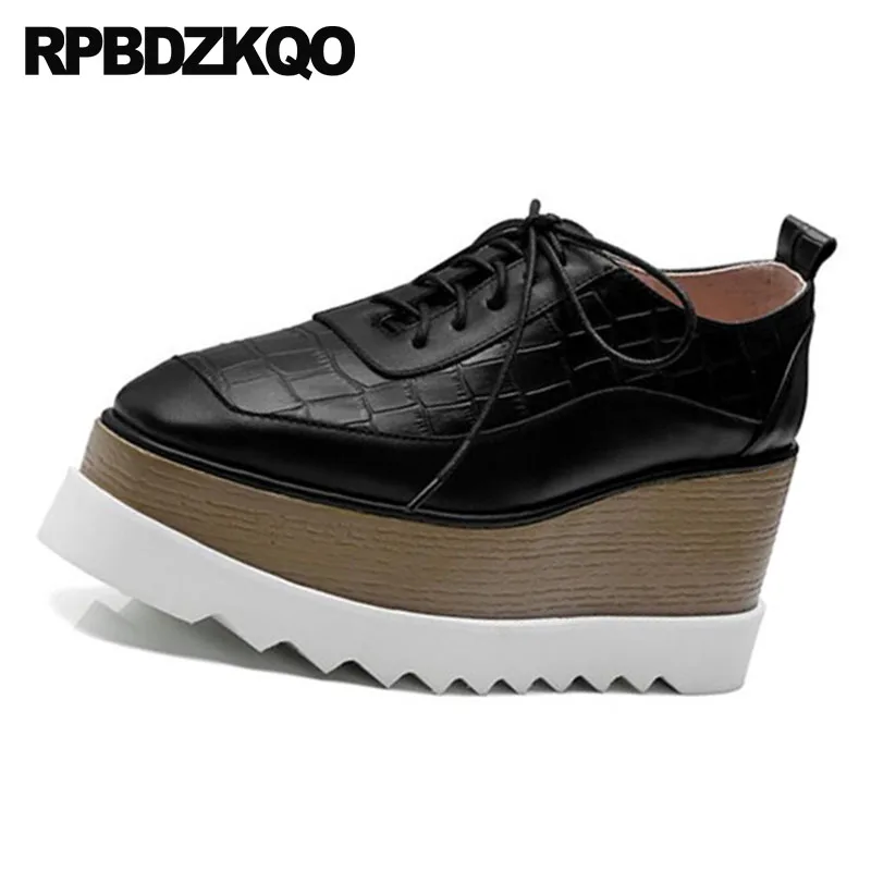 wedge red oxford square toe pumps creepers handmade high heels harajuku snakeskin women platform shoes fashion 2018 lace up