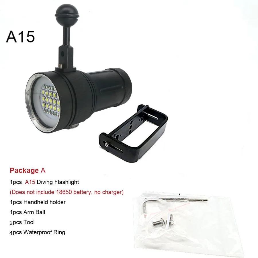 Светодиодный фонарик для дайвинга, подводный, 100 м, тактический фонарь, 15X XML2+ 6 x Red+ 6 x UV светодиодный фонарик для фотосъемки и видеосъемки