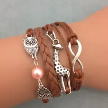 1 шт. бесконечность, ладони и anghor браслет. металл очарование, воск шнур, кожаный браслет 3353