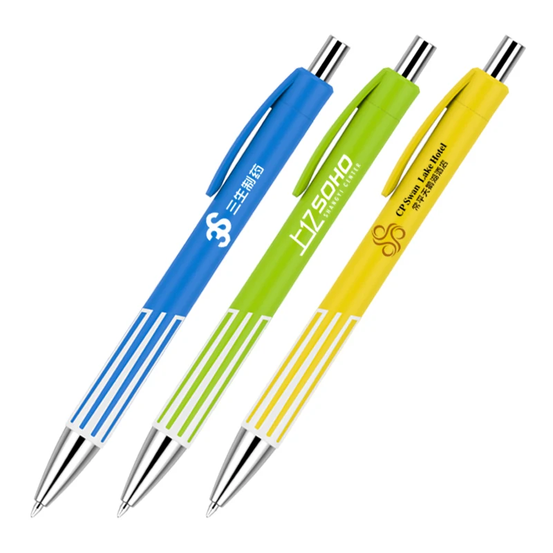 cheap 200 pcs lot Novelty school stationery click action plastic ball pen customized logo printing