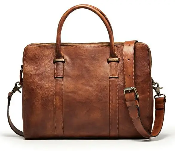 

High Quality Vintage Designer Genuine Cow Leather Men's Briefcase Handbag Business Portfolio Bag Cowhide Man Cross Shoulder Bag