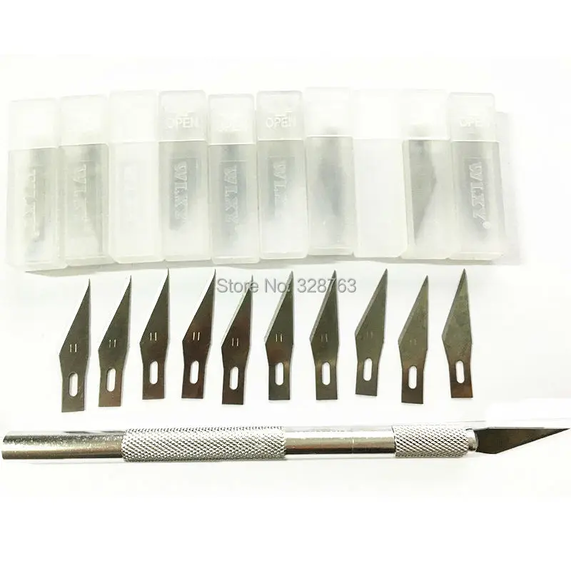 

50/pcs 11# surgical knives blades + Utility knife (For 11 # scalpel Use a to replace) Carving Blade Free Shipping