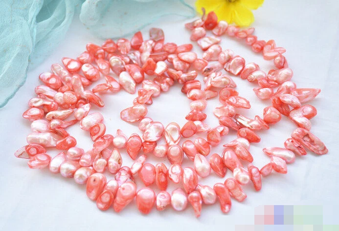 

0899 pink baroque Tail freshwater pearl necklace
