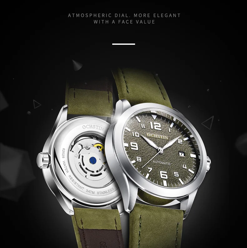 Роскошный топ бренд OCHSTIN автоматические часы для мужчин водонепроницаемый Дата Спорт для мужчин кожа механические наручные часы Мужские часы Мода relogio