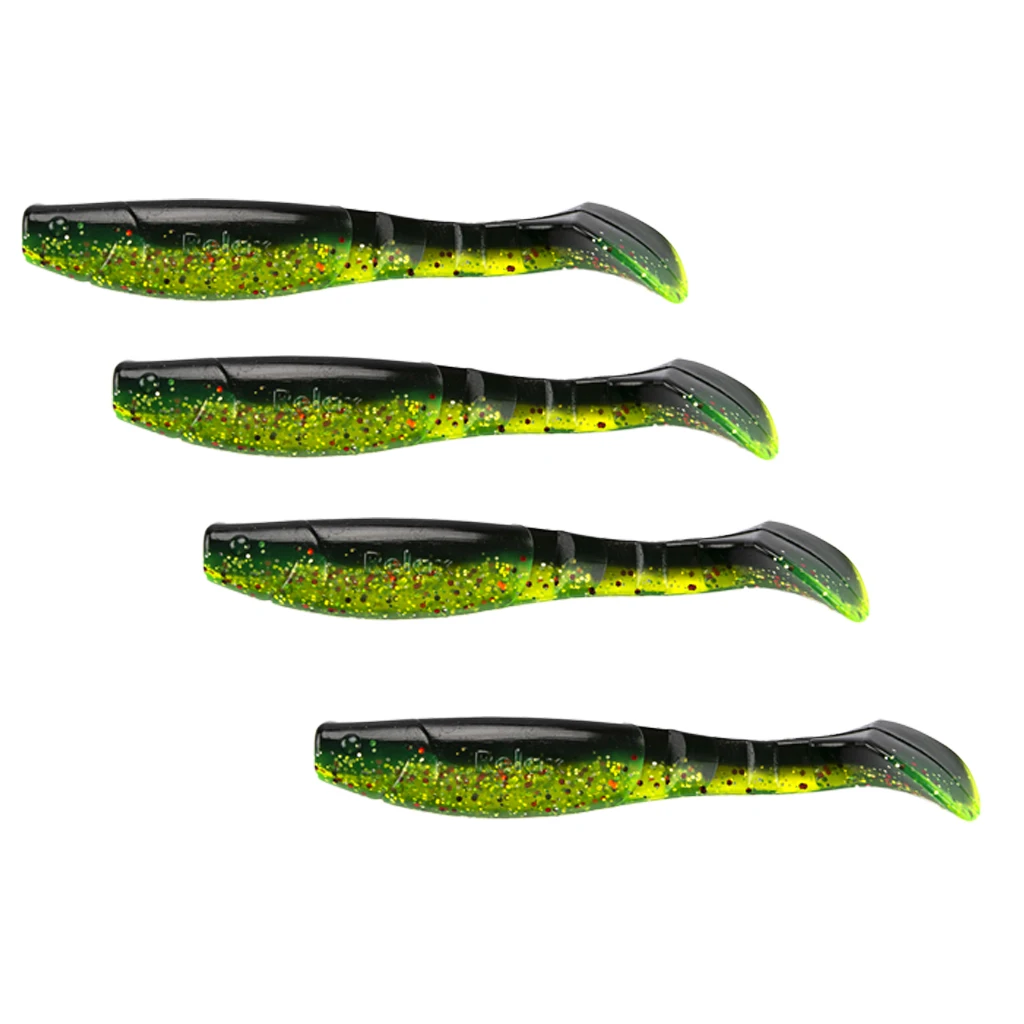 Perfeclan 4Pcs T Tail Soft Fish Lures Fishing Worm Baits Swimbaits for Jig Head & Offset Hook Soft Fish Lure Soft Fishing Lures