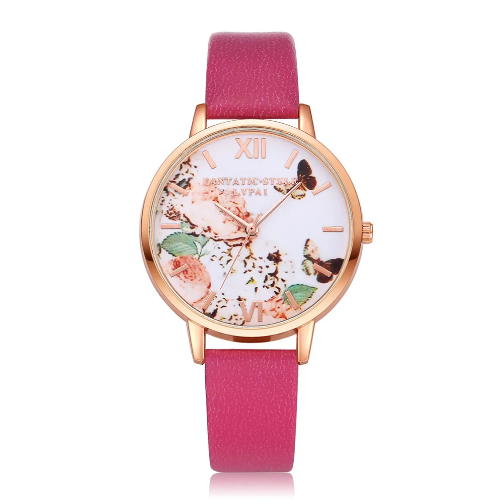 LVPAI женские часы с узором цветы Кожа PU Кожаный ремешок кварцевые наручные часы женские часы Senhoras assistir #5/22
