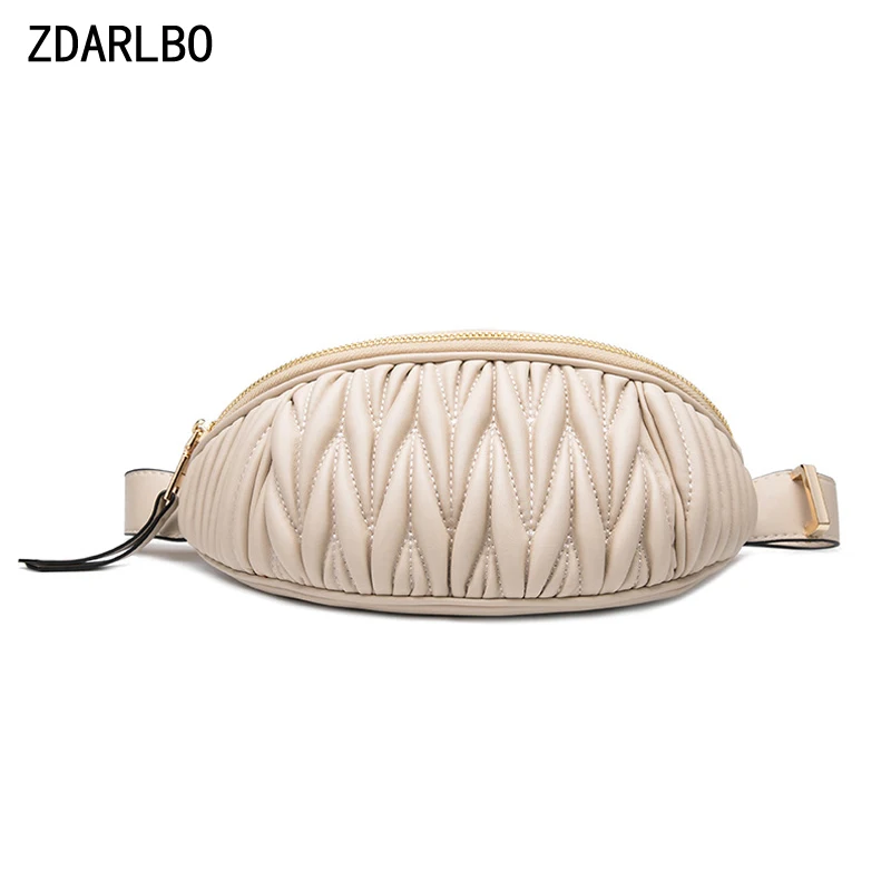 

ZDARLBO Stripe Women's Belt Fanny Pack One Shoulder Crossbody High Quality Bananka Female Chest Bag Soft Leather Waist Pack
