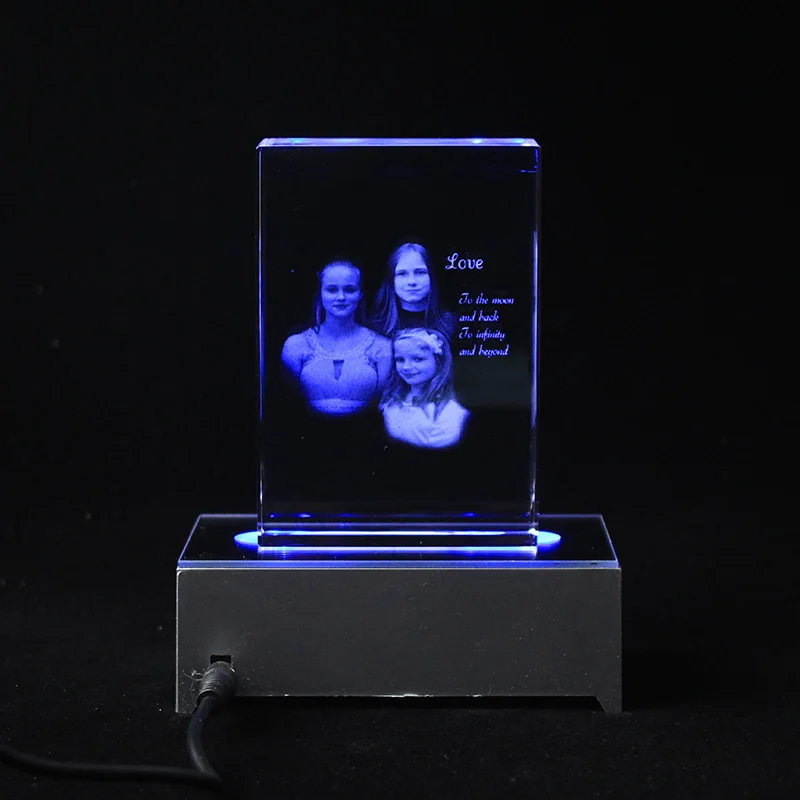 Tanie Dostosowane Crystal Family Lovers Album fotograficzny obraz laserowa ramka na zdjęcia z oprawa led na prezenty na rocznicę ślubu