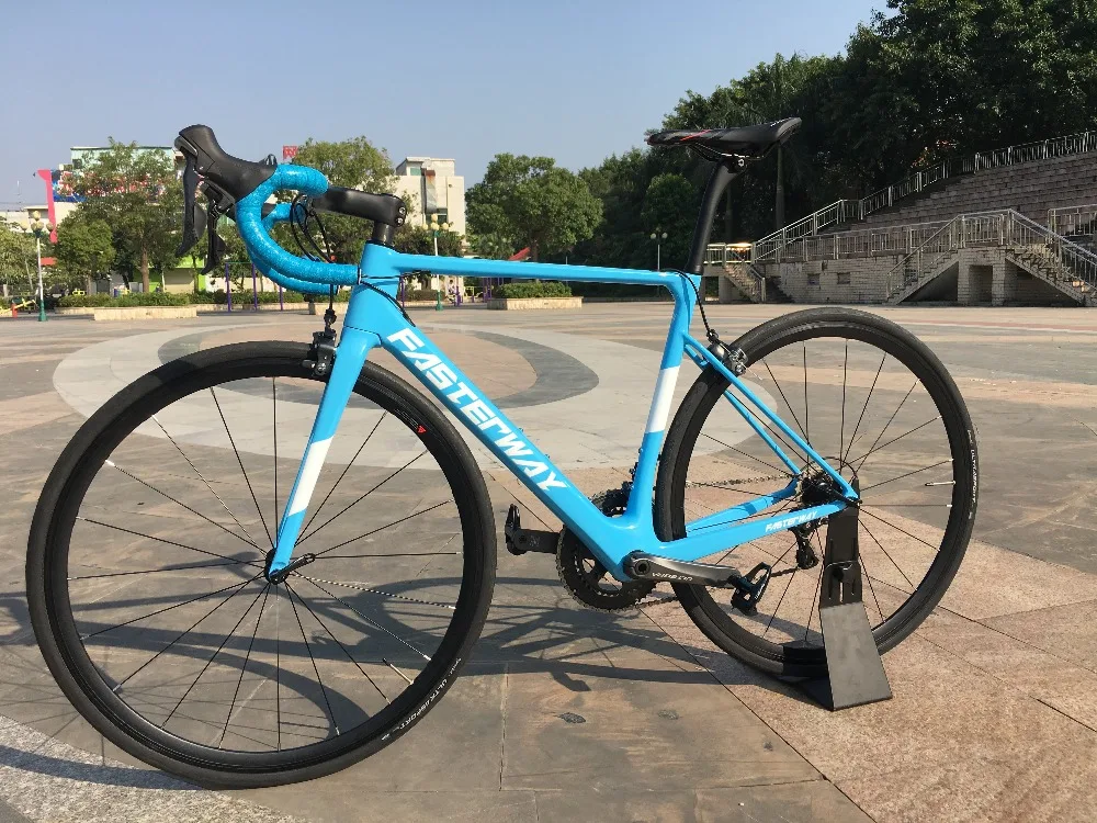 Flash Deal 700C carbon Road Complete Bike 22 Speed 105 5800 Groupset TAIWAN brand light blue sky FASTERWAY CLASSIC D brake 49/52/54/56/58 29 Flash Deal 700C carbon Road Complete Bike 22 Speed 105 5800 Groupset TAIWAN brand light blue sky FASTERWAY CLASSIC D brake 49/52/54/56/58 29