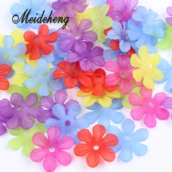 

31mm Acrylic Flowers Colorful Translucent Frosted Flower Beads For Jewelry Making DIY Ancient Hair Accessory Cheap Bead 30pc/bag