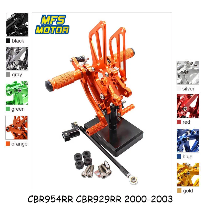 

For Honda CBR954RR CBR929RR 2000-2003 Motorcycle Foot Pegs CNC Adjustable Rearset Foot Rests CBR 954RR 929RR Footrests Footpegs