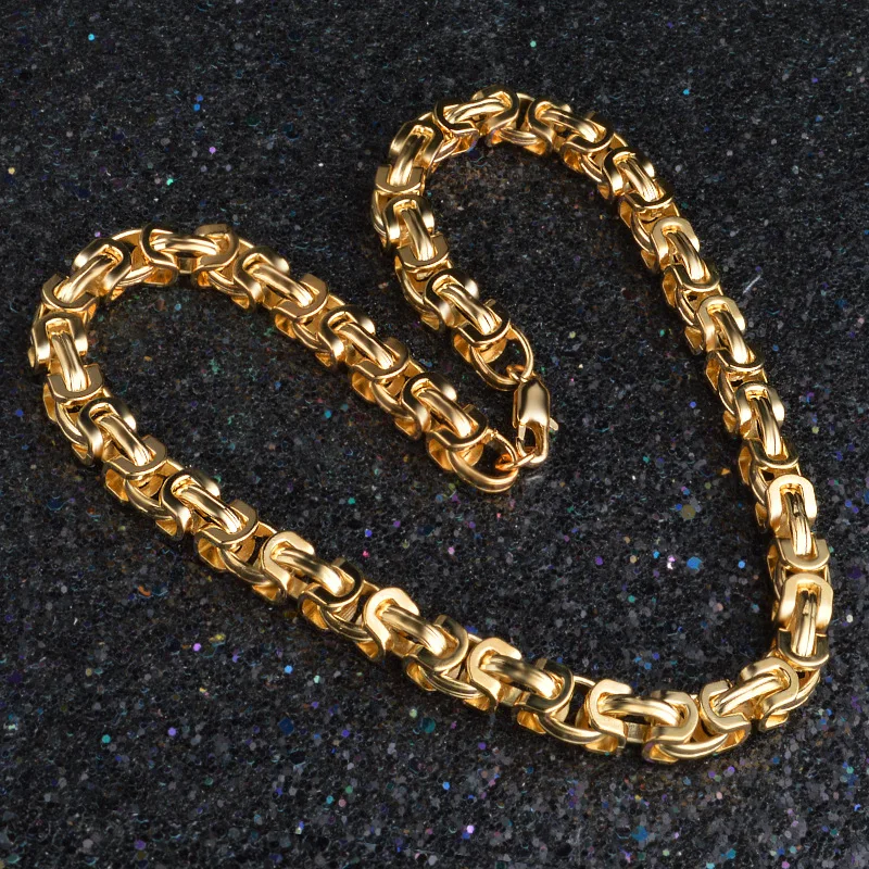 9 мм 20 дюймов 18KGP цепи ожерелье s в золоте мужские ювелирные изделия массивное ожерелье с крупными звеньями для мужчин водозащищенное колье ювелирные изделия