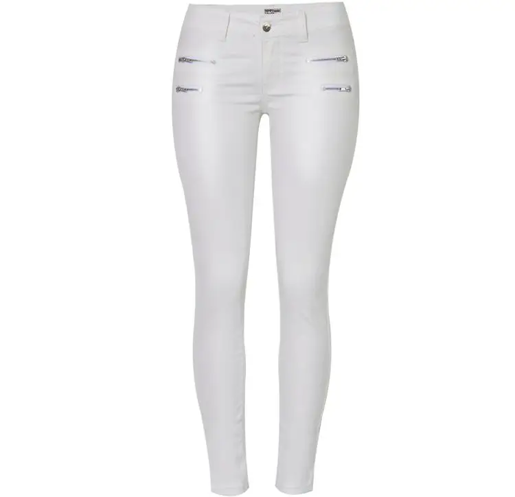 white SupSindy, модные женские штаны из искусственной кожи, с низкой талией, на молнии, белые леггинсы, дикие тонкие штаны, обтягивающие кожаные штаны для женщин, брюки - Цвет: white
