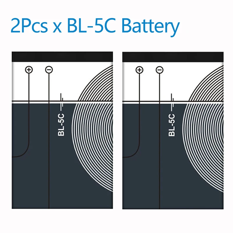 2 шт х 1020 мА/ч, BL5C BL 5C BL-5C Батарея батареи для Nokia 1112 1208 1600 2610 2600 n70 n71