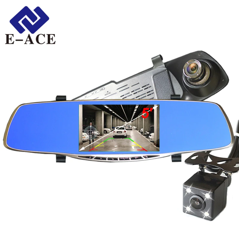 E ACE FHD 1080P Car Dvr Dash font b Camera b font 5 Inch Rearview Mirror