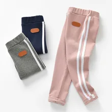 От 0 до 6 лет, новые модные штаны для девочек однотонные спортивные Леггинсы с полосками по бокам для детей, штаны для девочек Детские Леггинсы спортивные брюки, верхняя одежда