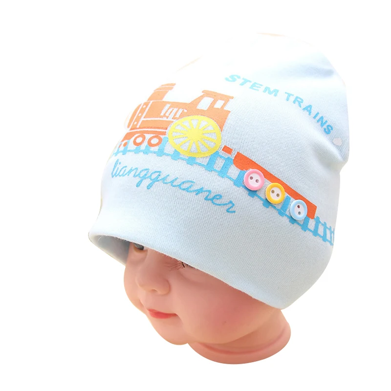 Детские шапки с мультяшным принтом мягкие хлопковые детские для мальчиков 4-9 м