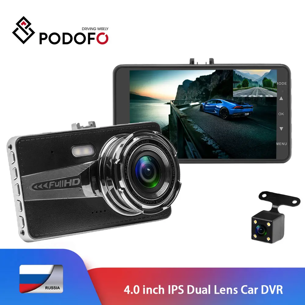 

Podofo 4.0'' IPS Dual Lens Car DVR Cam Dashcam Video Registrator Recorder Backup Rearview Camera Dash Cam Dvrs Video Recorder
