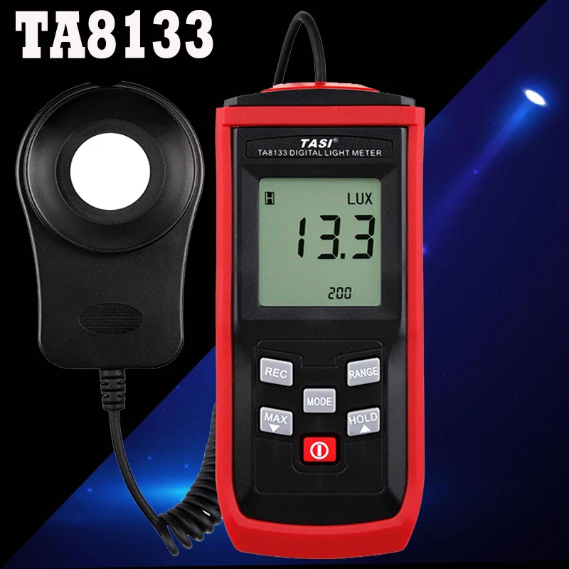 

TASI TA8133 200,000 Lux tester Digital LCD Pocket Light Meter,tachometer luxmeter Lux/FC Measure Tester Illuminometer