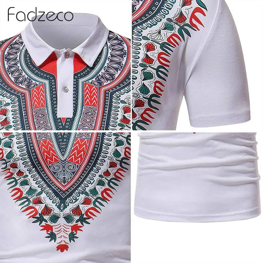 Африканская футболка Fadzeco мужская летняя Дашики племенной принт короткий рукав
