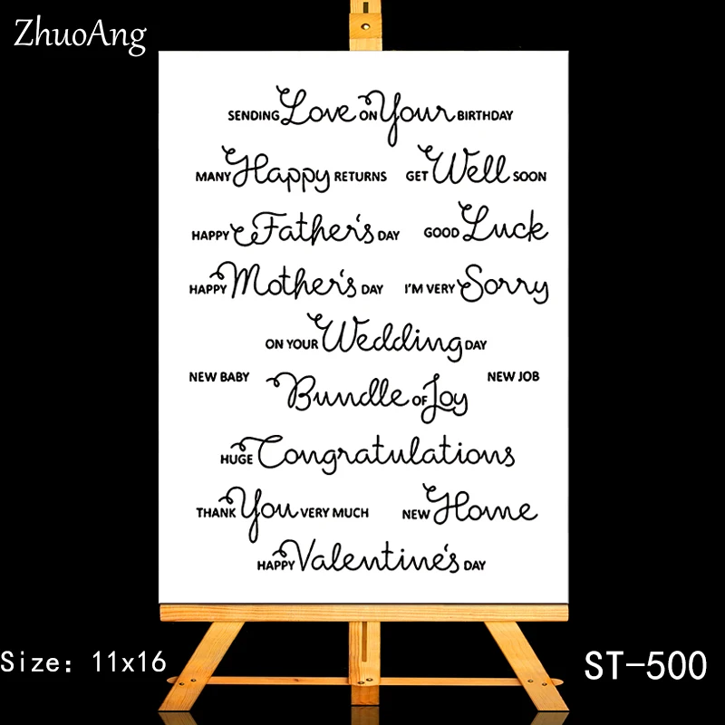 

ZhuoAng Beautiful language Transparent and Clear Stamp DIY Scrapbooking Album Card Making DIY Decoration Making