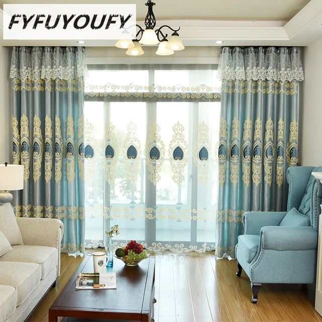 Europa Geborduurde Gordijnen voor Woonkamer Polyester Luxe Gordijn ... Europa Geborduurde Gordijnen voor Woonkamer Polyester Luxe Gordijn ...