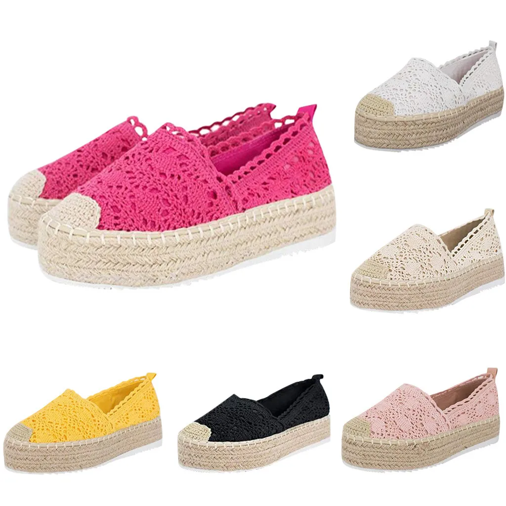 

Lovers Home Slippers Indoor Women's Hollow Platform Casual Shoes Solid Color Breathable Wedge Espadrilles botines mujer 201#521