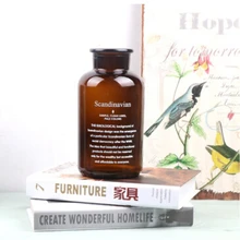 Nody style Европейская Скандинавия с буквенным принтом коричневая стеклянная бутылка стеклянный цветочный горшок ваза для цветов бутылка бесплатно пеньковая веревка