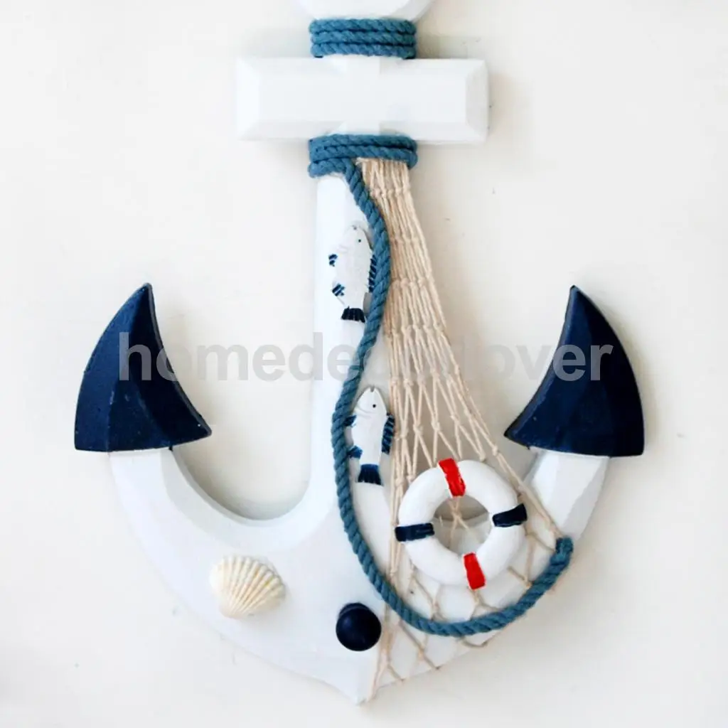 Wooden Anchor Nautical Hanging Ornament Decoration Plaque Home Decor Model
