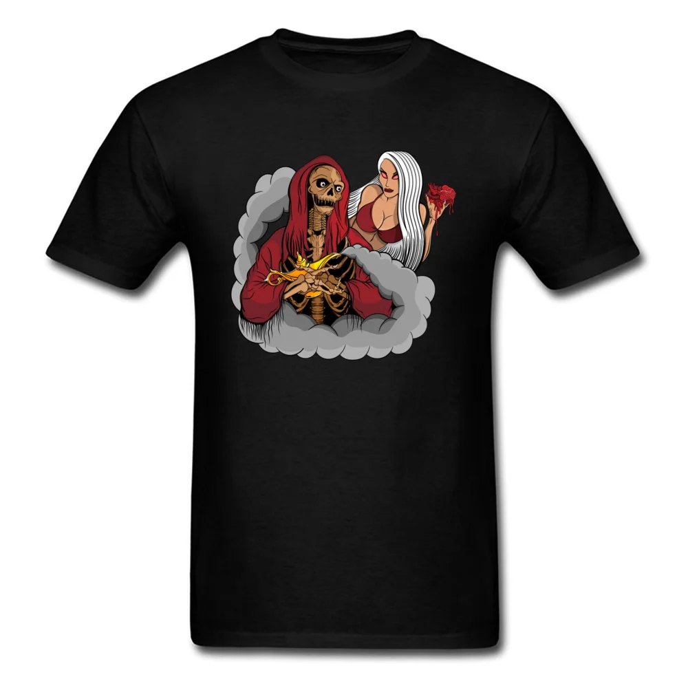 Evil Skeleton Genius Short Sleeve Tops T Shirt Round Neck Pure Cotton Mens Top T-shirts Summer Clothing Shirt Slim Fit Evil Skeleton Genius black