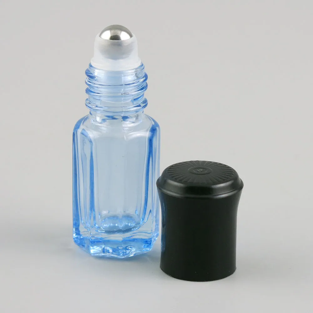 24 x 3ML Refillable Empty Clear Glass Essential Oil Roller Bottles with Metal Balls 3cc Small 3