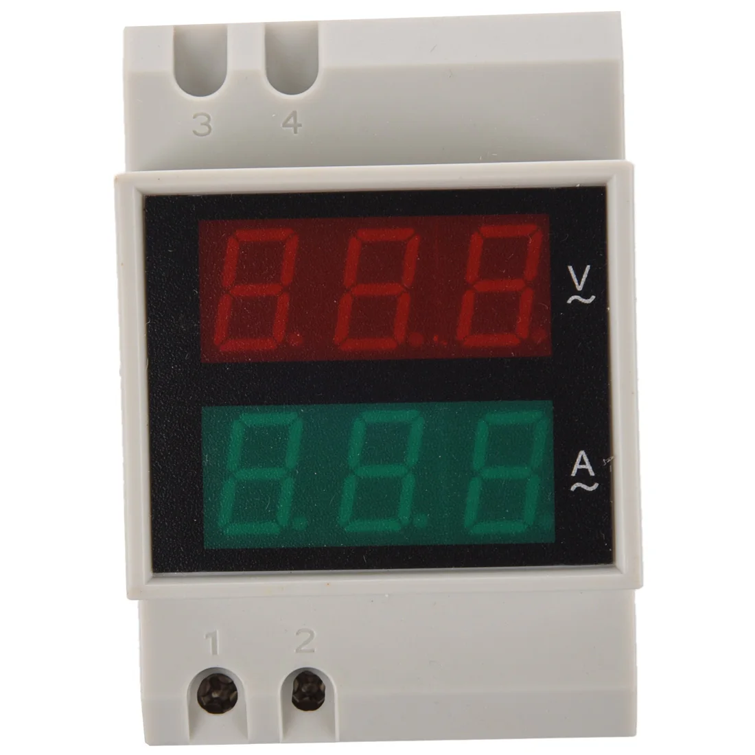 New Din Rail AC 110V/220V Digital Voltmeter Ammeter Red Volt Green Amp