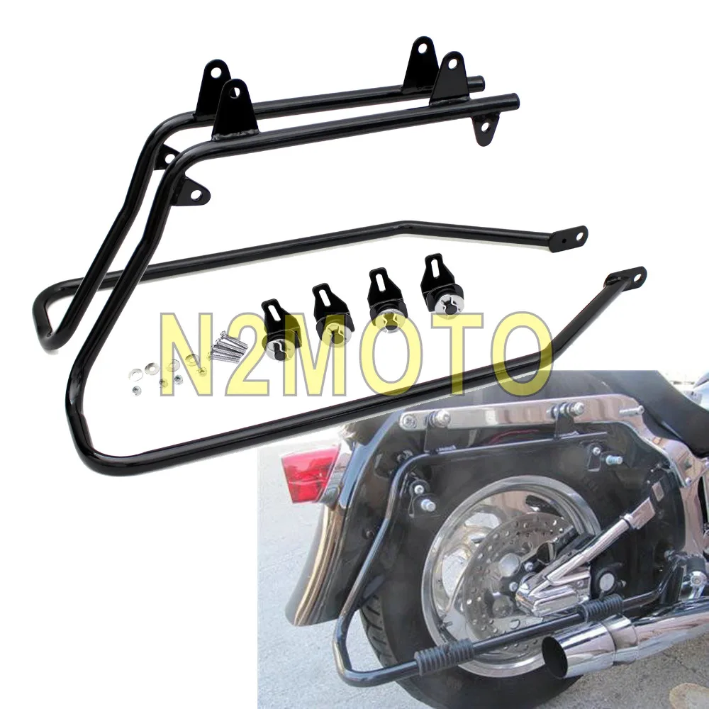 Black Motorcycle Conversion Brackets Saddlebag Holder Saddle Bag