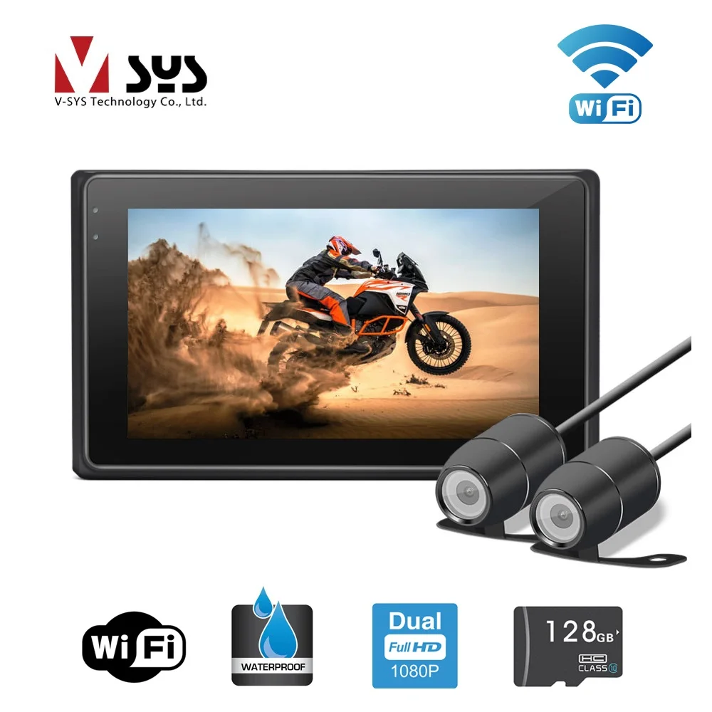 VSYS 3 0 M2F WiFi Support Dual font b Camera b font 1080P Motorcycle DVR Motorbike