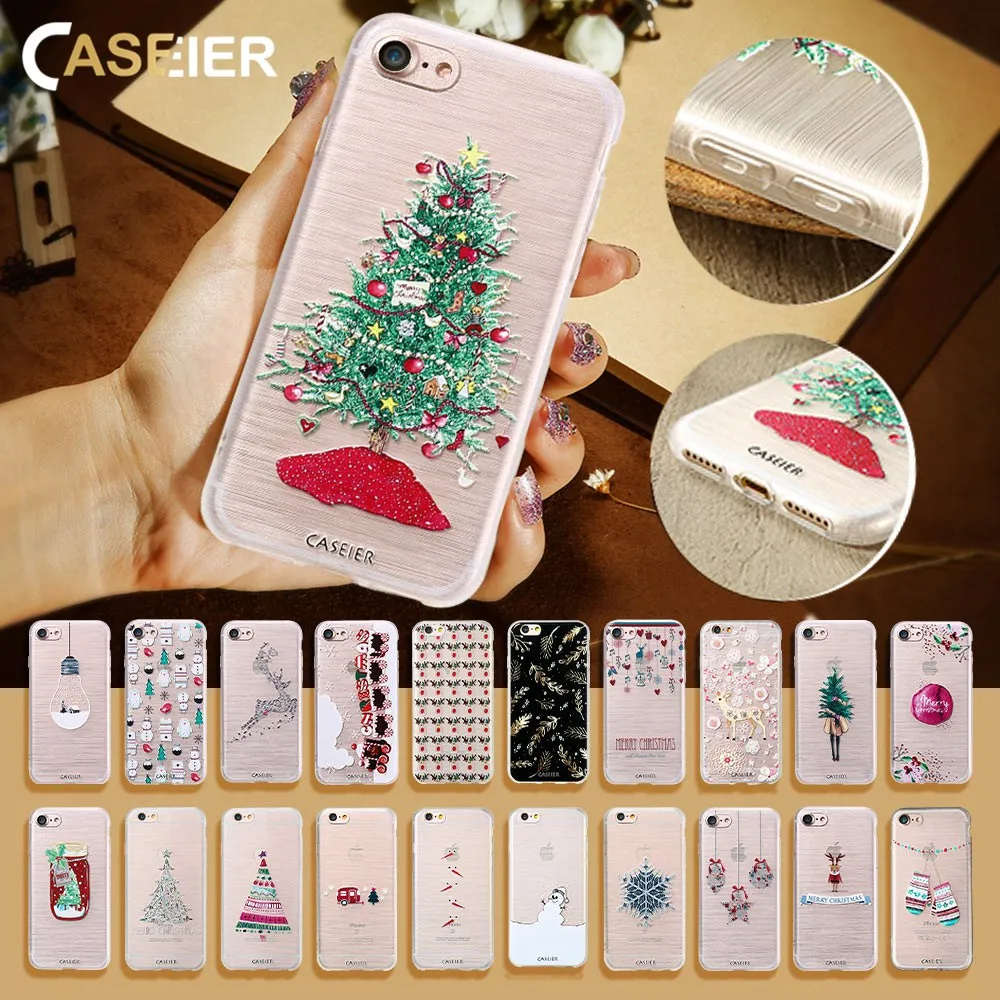 CASEIER зимний чехол для телефона iPhone 6 6s 7 8 Plus X Xs Прекрасный тиснение мягкий TPU 5 5S SE