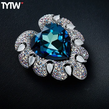 

TYTW Crystals from Austrian customize rhodium elegant heart shape women lady dress brooch sweaternecklace