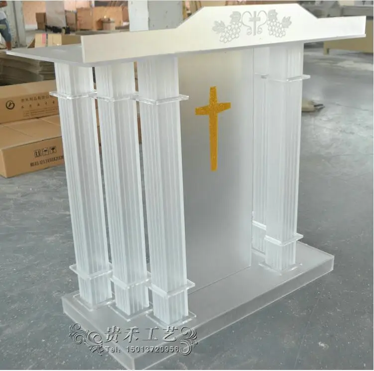 Акриловый подиумный стол с матовой поверхностью, размер подиума на заказ с логотипом на заказ