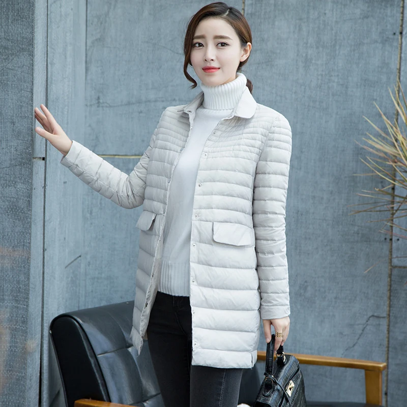 Down Parka 2016 New Fashion loose longer sleeve Winter Jacket Women Long 90 White Duck Down