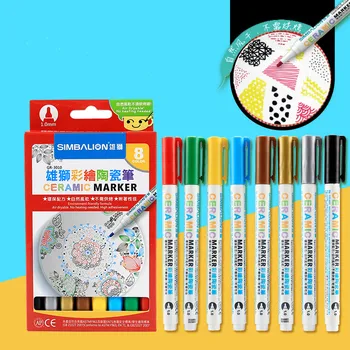 

Painted Ceramic Marker Pens Creative DIY Glass Hand Painted Porcelain Cups Mug Paint Brush 8 Color Set Art Mark pen