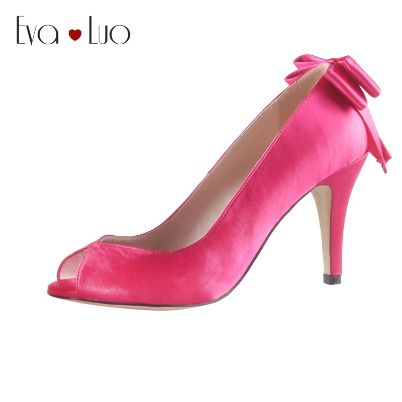 fuchsia satin heels