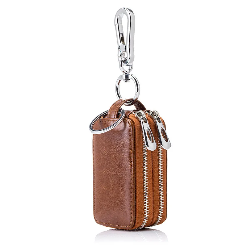 Mens Car font b Key b font Holder Leather Keychain Llaveros Hombre Double Zipper font b