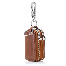 Mens Car font b Key b font Holder Leather Keychain Llaveros Hombre Double Zipper font b