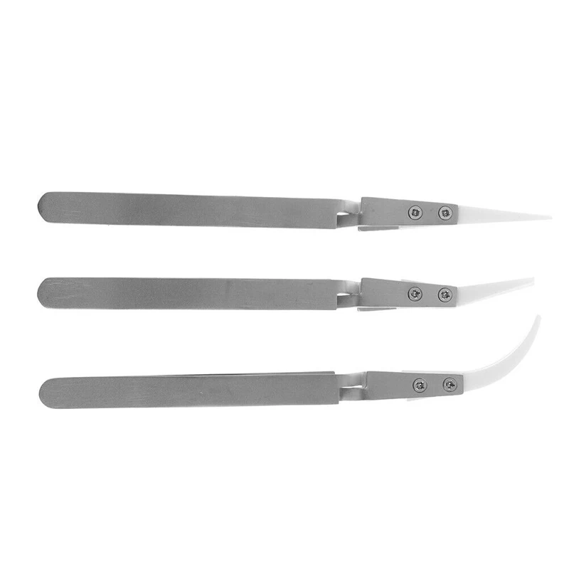 

High-precision Non Conductive Reverse Ceramic Tweezers Heat Resistant 1200 Degree Hand Tools Curved Straight Tweezers