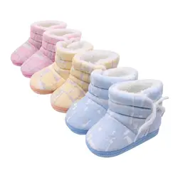 Для новорожденных сапоги с принтом зимние первые ходоки для маленьких мальчиков обувь для девочек меховые зимние удобные теплые сапоги