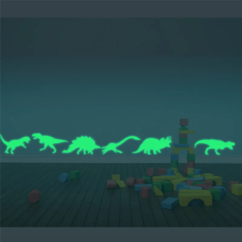 

9pcs Creative Fluorescent Cartoon Dinosaur Wall Stickers Glow Dark Luminous Paste Ceiling Living Room Bedroom Home Decoration