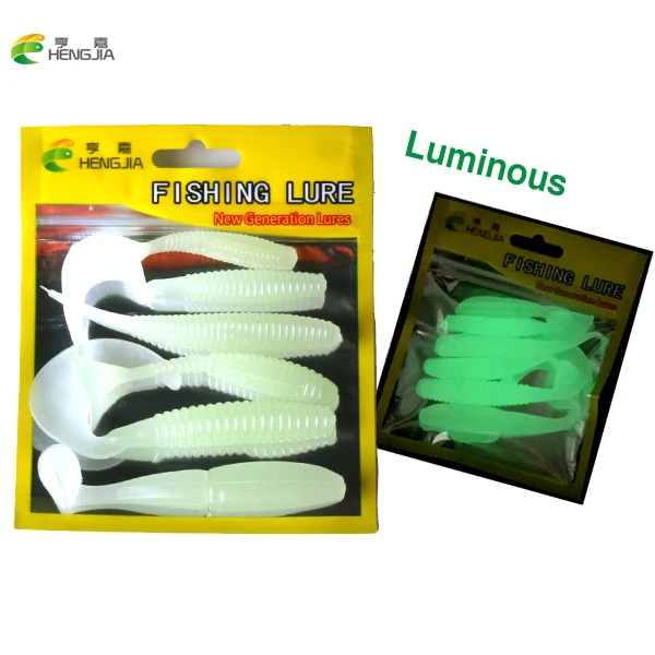 

6Pcs/Lot Luminous Lures Soft Bait Set Mix silicone bait Worms fishing lure with salt smell Fishing Takcle Grub Artificial Lures