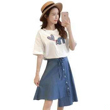 

Floral Print Short Sleeve Irregular Sashes Cowboy Top And Skirt Fashion Sweet Summer Costumes For Women Elegant Skirt Set