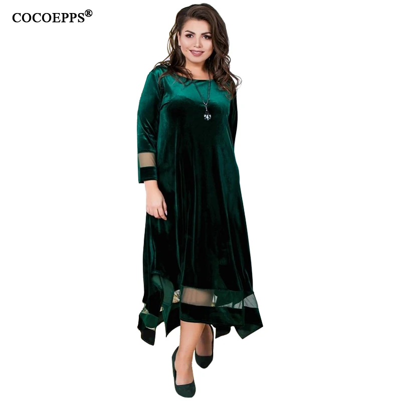 

5XL 6XL Plus Size 2019 Women Velvet Dress Spring Winter Long Maxi Dress Large Big Size Elegant Evening Party Loose Dress Vestido