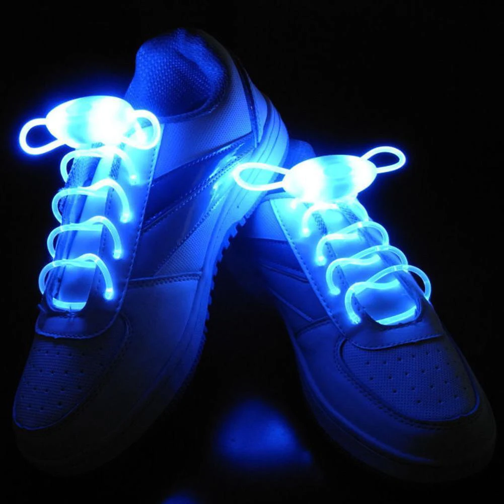 Hot LED Flash Luminous Shoelace Light Up Glow Round Strap Shoe Laces Party Decor Shoestrings Lazy No Tie Shoeslace 11 Colors